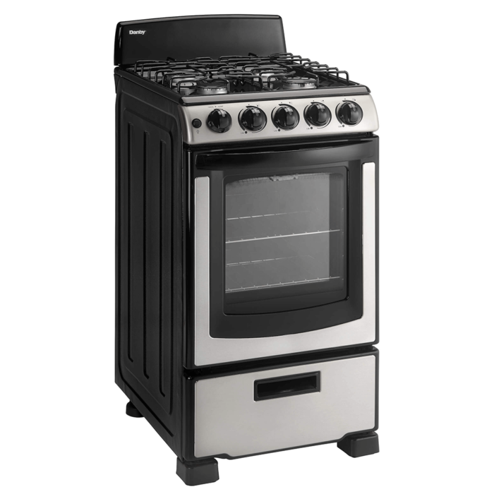 Danby 20″ Wide Gas Range in Stainless Steel angled product image