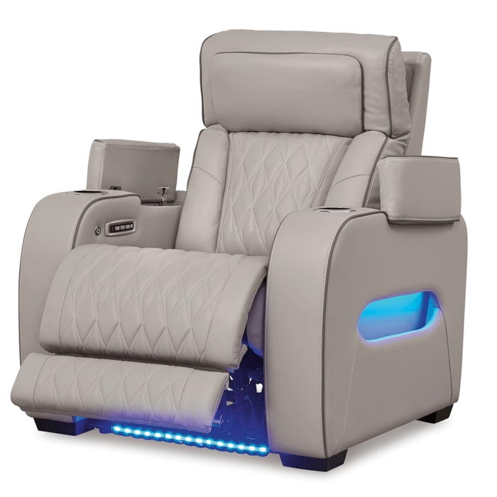 Boyington Dual Power Leather Recliner By Ashley no background open product image