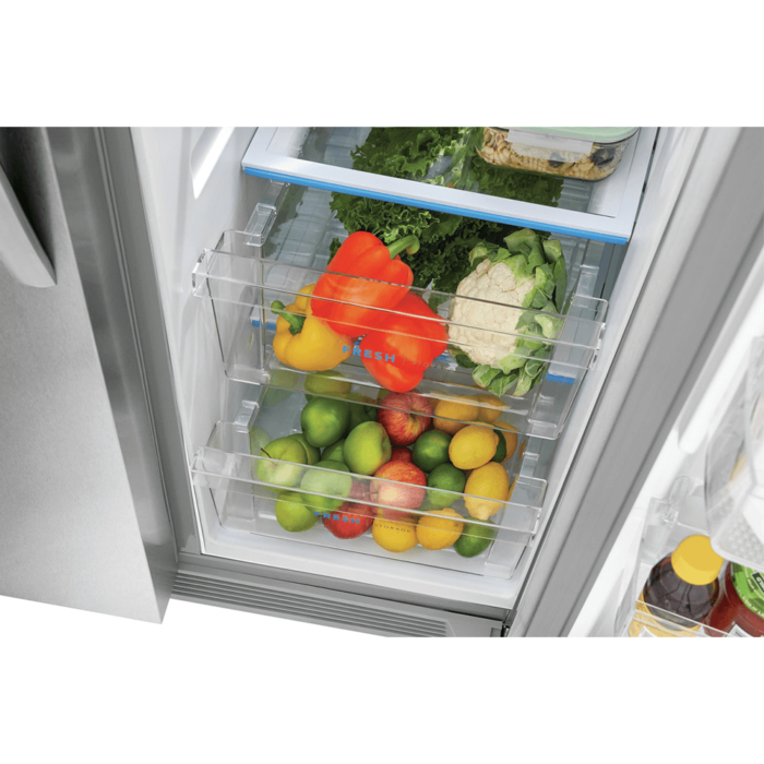 FRSS2323AS Frigidaire 22.3 Cu. Ft. 33" Standard Depth Side by Side Refrigerator crisper close up product image