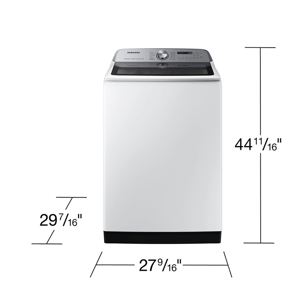 Samsung 5.0 cu. ft. Top Load Washer with Active WaterJet in White dimensions Samsung 5.0 cu. ft. Top Load Washer with Active WaterJet in White dimensions product image