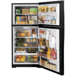 GE® 19.2 Cu. Ft. Garage Ready Top-Freezer Refrigerator open and full product image
