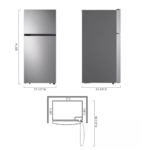 LT18S2100S LG 18 Cu. Ft. Garage Ready Top Freezer Refrigerator dimensions product image