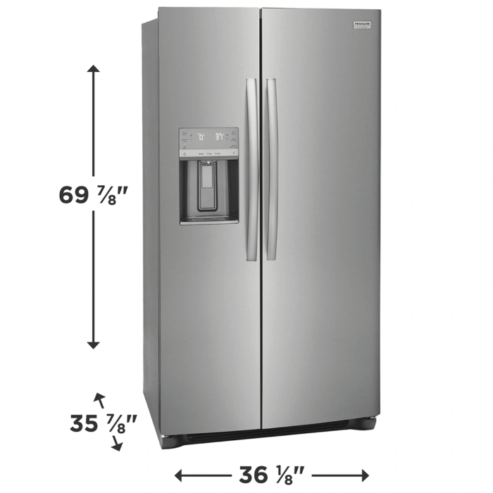 Frigidaire Gallery 25.6 Cu. Ft. 36" Standard Depth Side by Side Refrigerator dimensions product image