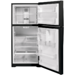 GE® 19.2 Cu. Ft. Garage Ready Top-Freezer Refrigerator empty and open product image