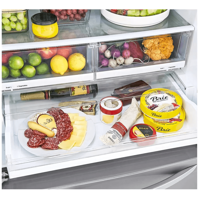 LRFCS25D3S 25 cu. ft. French Door Refrigerator with Ice Maker By LG crisper close up product image