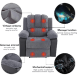 Massage Reclining Chair With Heat and Massage in Grey By Simple Relax massage information product image