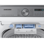 Samsung 5.0 cu. ft. Top Load Washer with Active WaterJet in white dispenser close up product image
