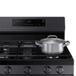 NX60A6511SG 6.0 cu. ft. Smart Freestanding Gas Range with No-Preheat Air Fry & Convection in Black Stainless Steel stove close up product image