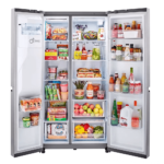 LG 27 cu. ft. Side-by-Side Refrigerator with Smooth Touch Ice Dispenser doors open product image