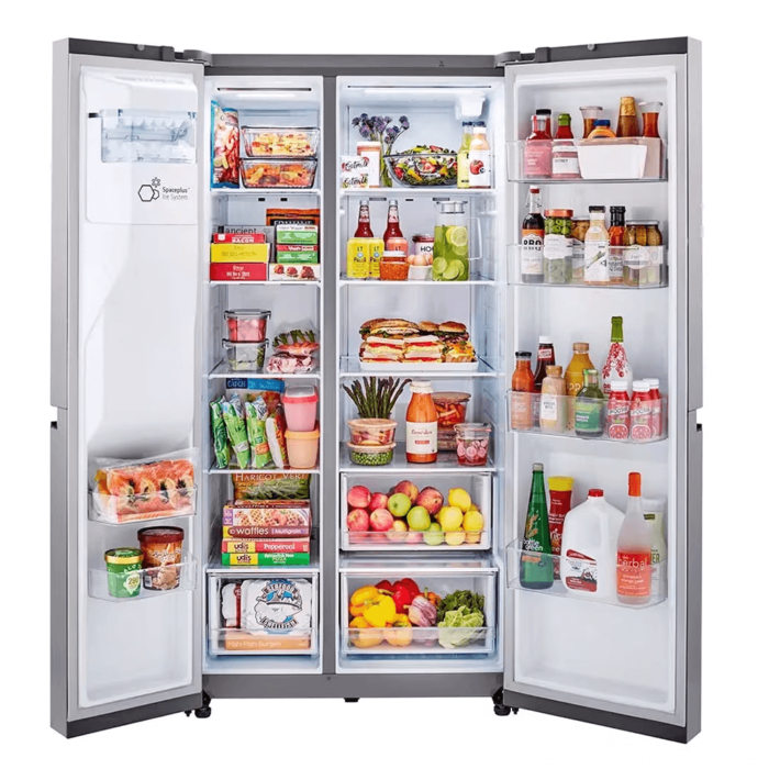 LG 27 cu. ft. Side-by-Side Refrigerator with Smooth Touch Ice Dispenser doors open product image