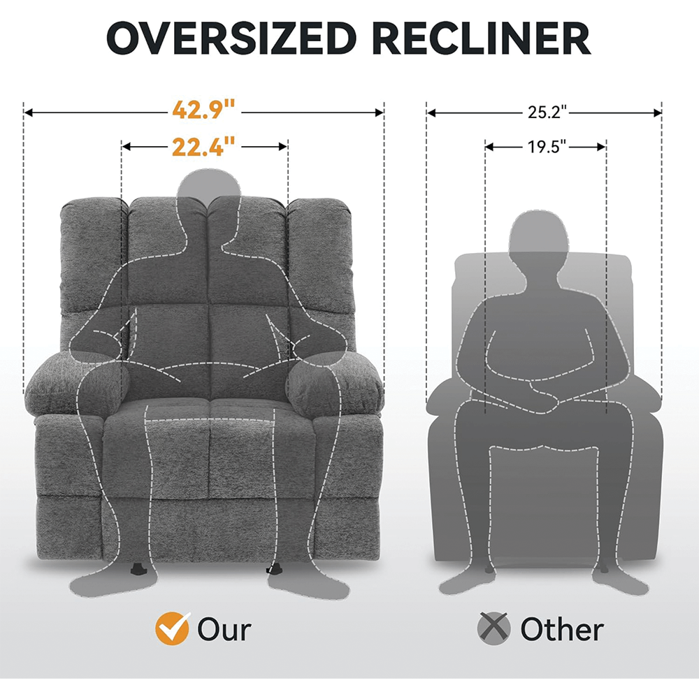 Oversized Rocker Recliner Chair in Grey By Simple Relax dimensions oversized Oversized Rocker Recliner Chair in Grey By Simple Relax dimensions oversized product image