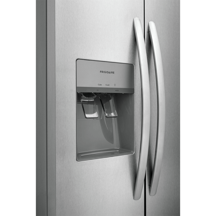 FRSS2323AS Frigidaire 22.3 Cu. Ft. 33" Standard Depth Side by Side Refrigerator water and ice dispenser close up product image