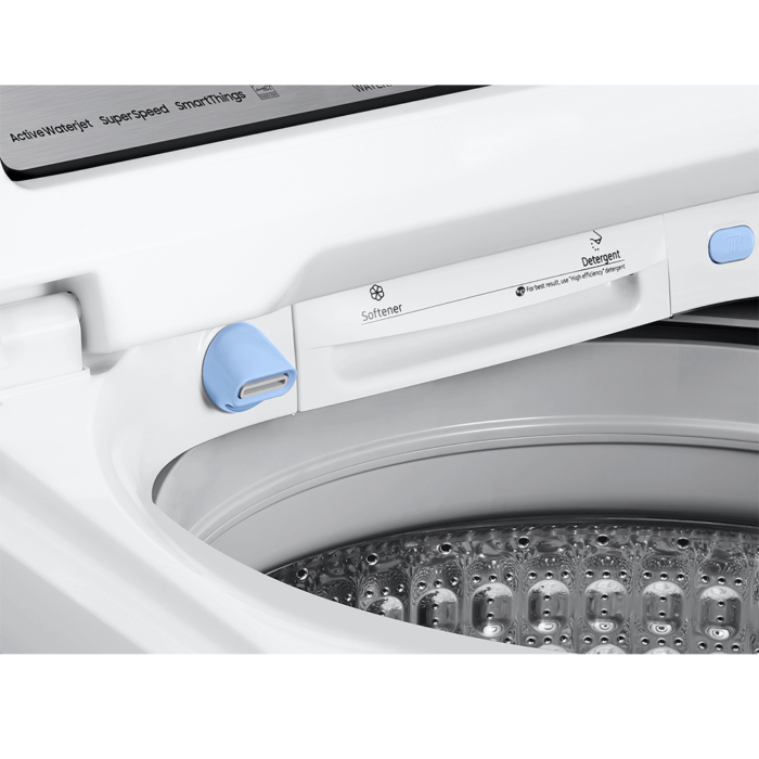 Samsung 5.0 cu. ft. Top Load Washer with Active WaterJet in White built in sink close up product image