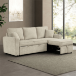 Kendal Sleeper Sofa Sectional By Furniture of America chaise open angled product image