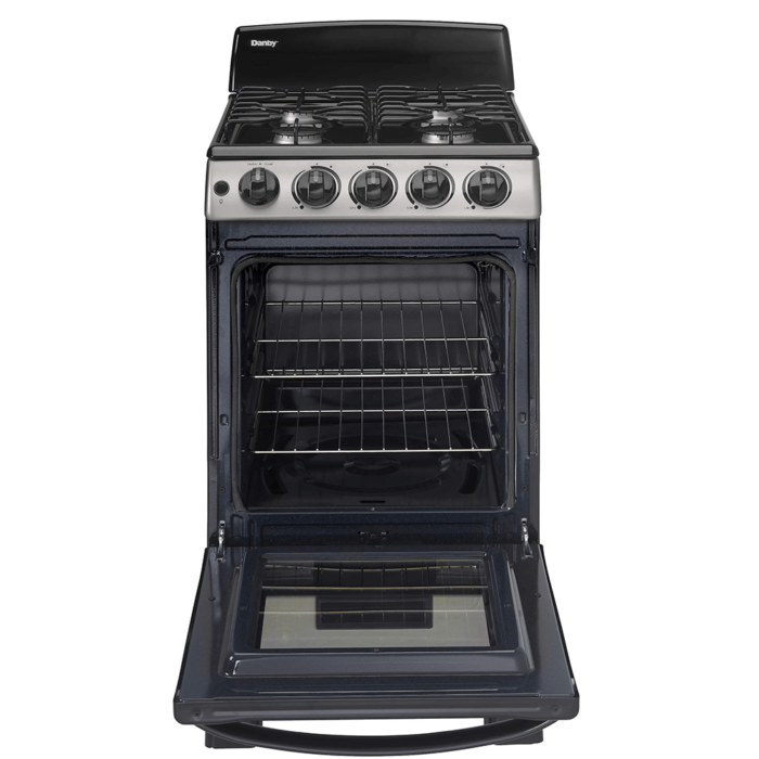 Danby 20″ Wide Gas Range in Stainless Steel controls oven open product image