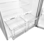Danby 14.3 cu. ft. Frost-Free Fridge with Top Mount Freezer in Stainless Steel Crisper drawer close up product image