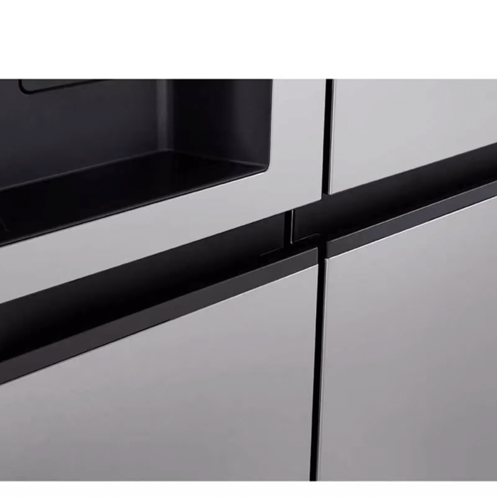 LG 27 cu. ft. Side-by-Side Refrigerator with Smooth Touch Ice Dispenser handles close up product image