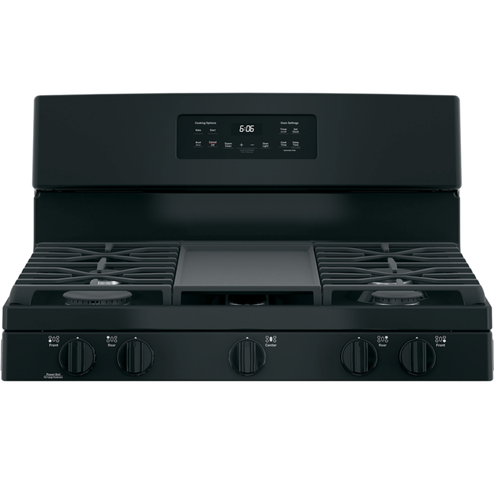 JGBS66DEKBB GE® 30" Free-Standing Gas Range With Digital Oven Controls controls close up product image