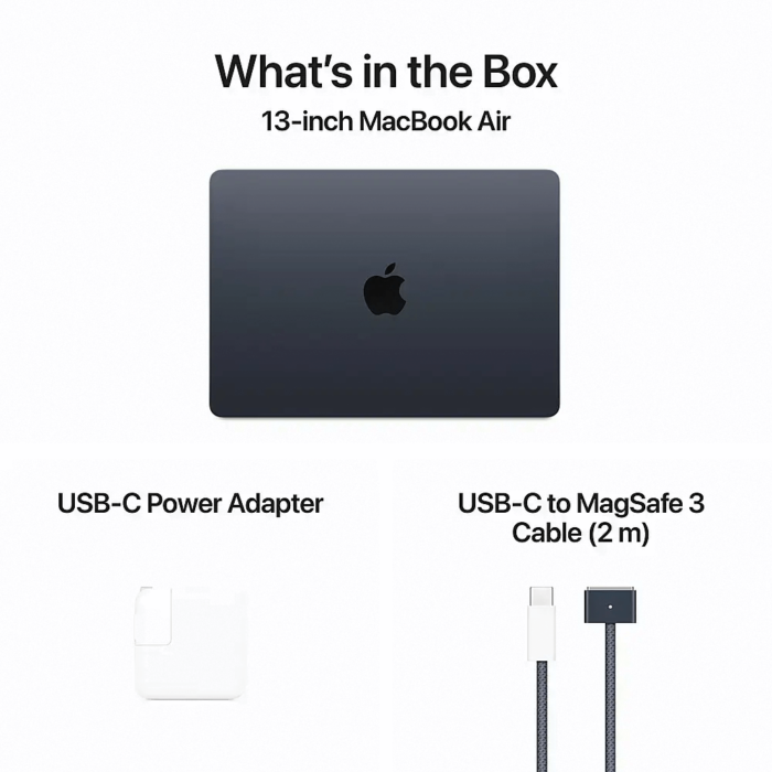 Apple MacBook Air 13-inch Laptop - M3 chip Built for Apple Intelligence - 8GB Memory - 256GB SSD whats in the box product image