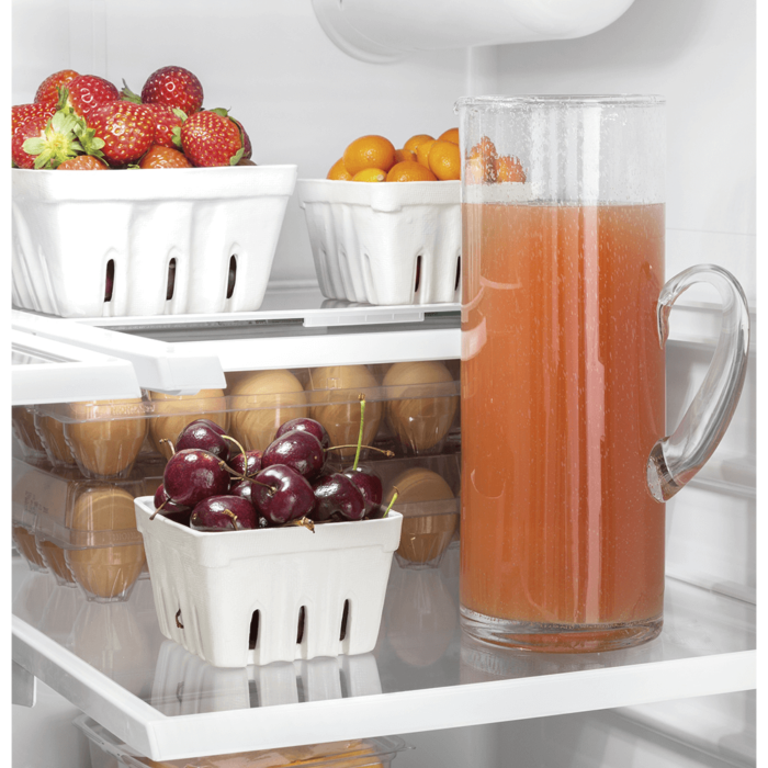GE® ENERGY STAR® 21.9 Cu. Ft. Fingerprint Resistant Counter-Depth French-Door Refrigerator shelf close up product image