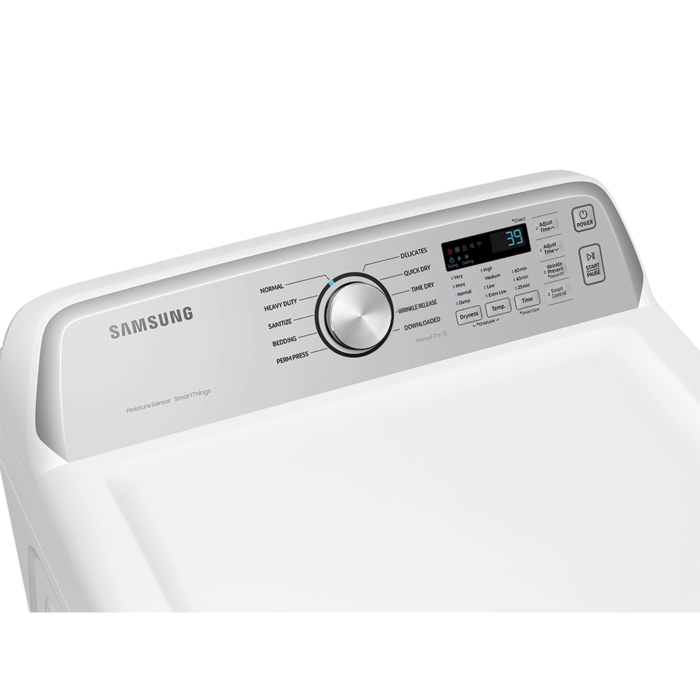 7.4 cu. ft. Smart Gas Dryer with Sensor Dry in White panel close up product image