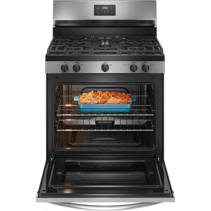 Frigidaire 30" Gas Range in Black and Stainless Steel open oven product image