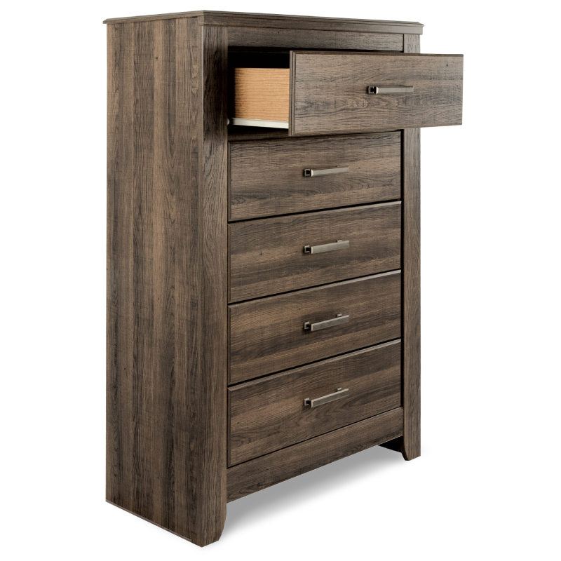 Juararo 5 Drawer Chest By Ashley angled no background drawer open Juararo 5 Drawer Chest By Ashley angled no background drawer open product image