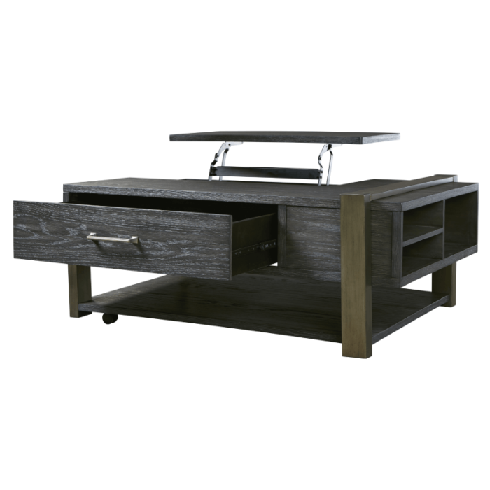 Forleeza Coffee Table By Ashley opened and angled no backgroundproduct image