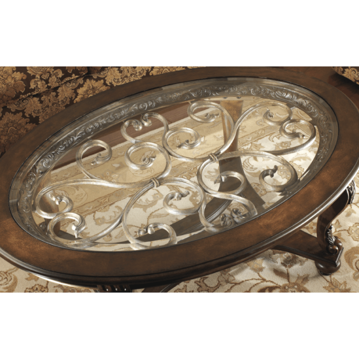 Norcastle Oval Coffee Table by Ashley top close up view product image