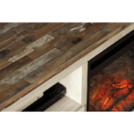 64" Willowton TV Stand by Ashley Furniture table detail with fireplace