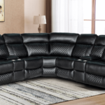 Infinity 3 Piece Transitional Faux Leather Power Reclining Sectional in Black By AC Pacific zoom in center product image