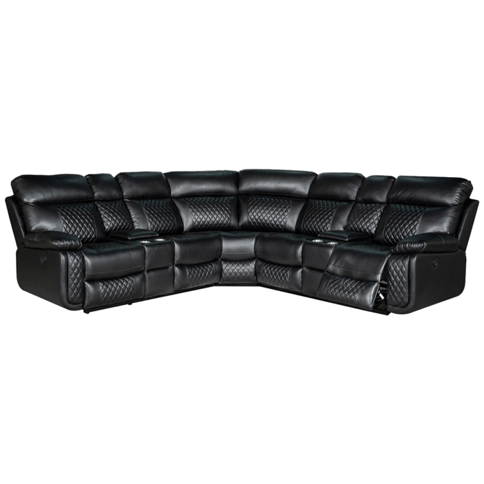 Infinity 3 Piece Transitional Faux Leather Power Reclining Sectional in Black By AC Pacific product image