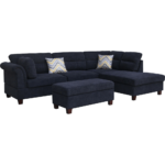 Diego Black Fabric Sectional Sofa with Ottoman By Lilola Home no background product image