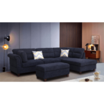 Diego Black Fabric Sectional Sofa with Ottoman By Lilola Home product image