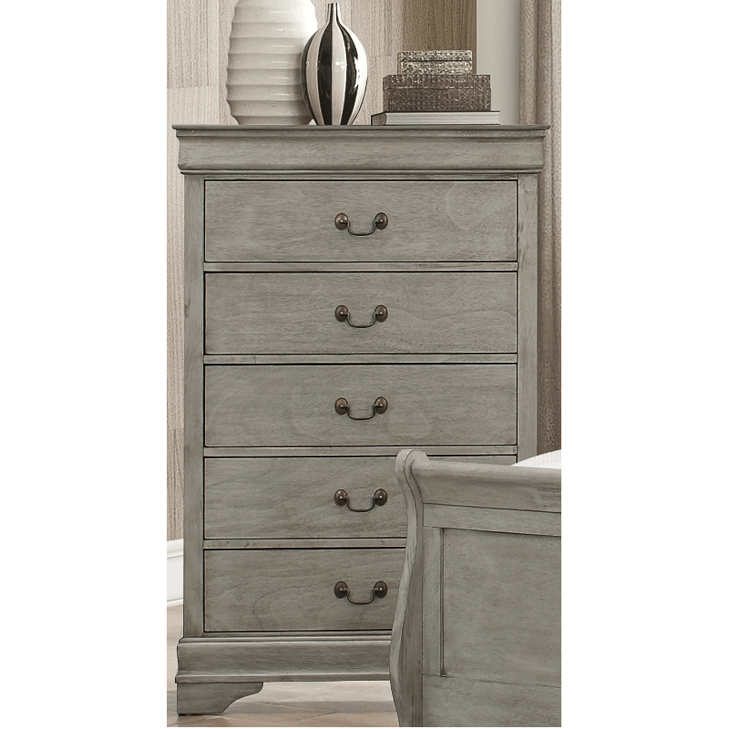 Grey Louis Philip Chest by Crown Mark Grey Louis Philip Chest by Crown Mark with 5 drawers product image