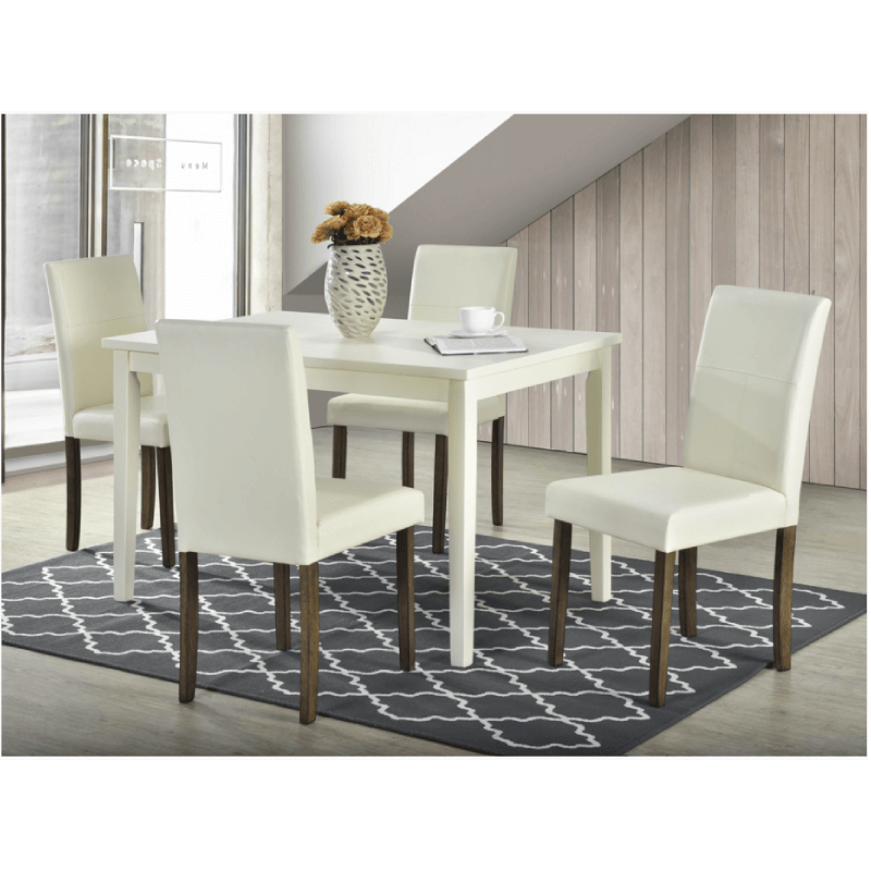 2434WT-48 White Dining Room Set 2434WT-48 White Dining Room Set with white tabletop and brown legs on chairs product image