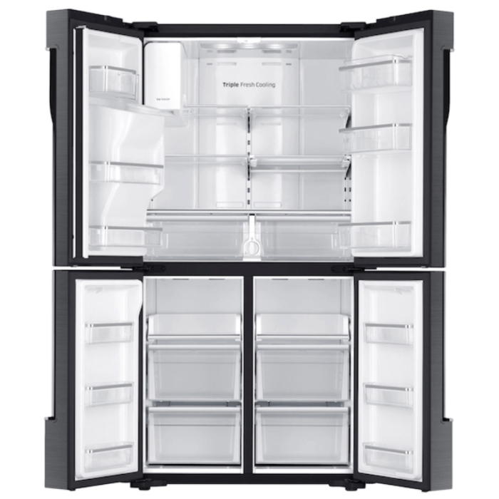 Samsung RF23J9011SG French Door 23 cu. ft. Counter Depth 4-Door in black stainless steel top and bottom open product image