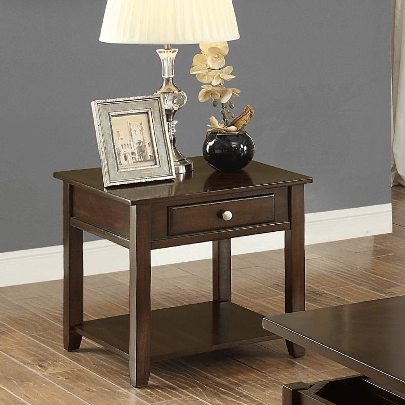 Julian end Table By Crown Mark Julian end Table By Crown Mark product image in brown finish