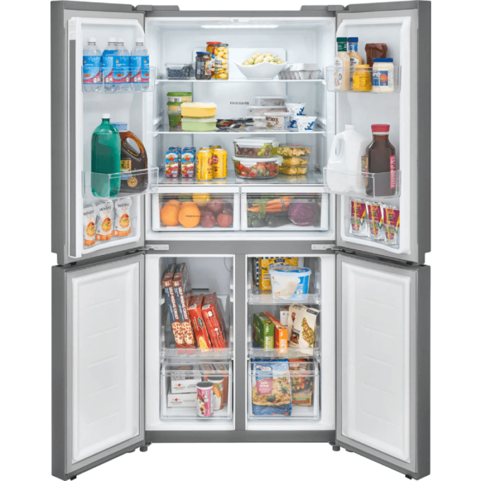 FRQG1721AV Frigidaire 17.4 Cu. Ft. 4 Door Refrigerator open with food product image