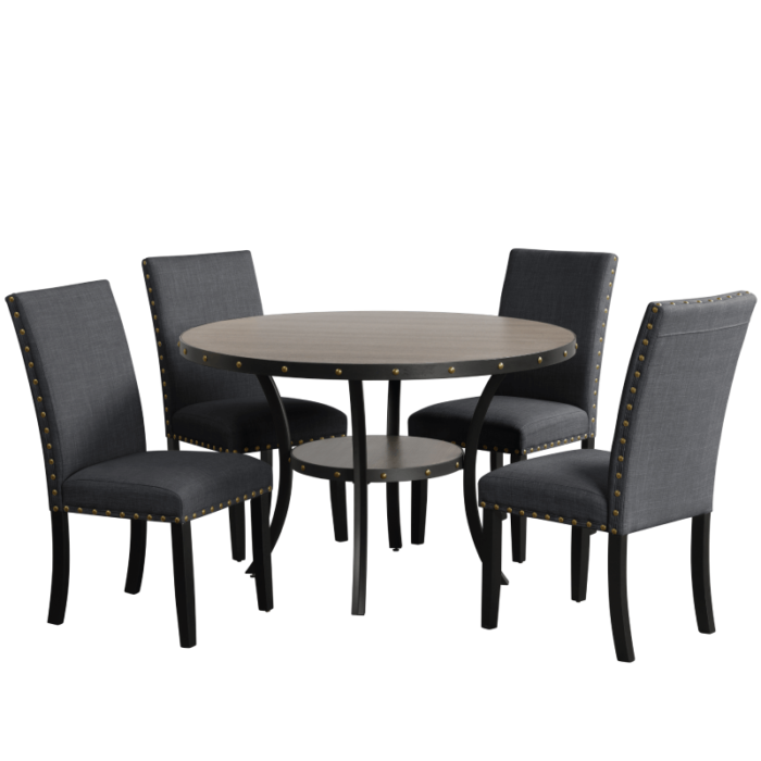 Crispin 5 Piece Dining Set in Granite Finish By Crown Mark product image