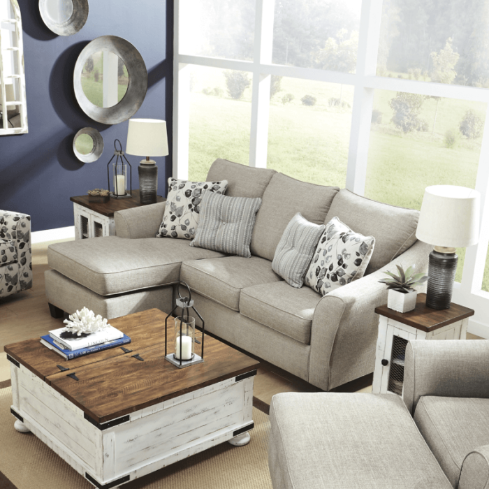 Abney Driftwood Reversible Sofa Sleeper Chaise By Ashley angled shot product image