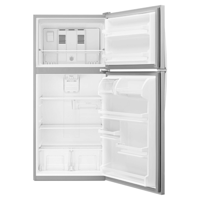 Whirlpool 18 cu. ft. 30-inch Wide Top Freezer Refrigerator open without food product image
