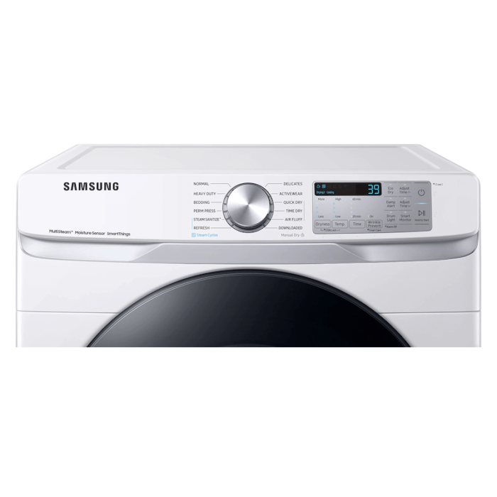 7.5 cu. ft. Smart Gas Dryer with Steam Sanitize+ in White controls product image