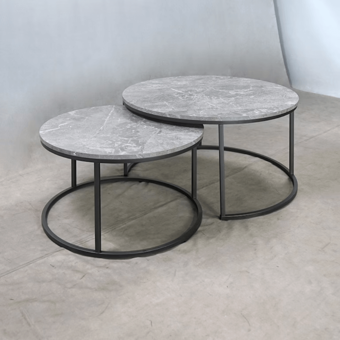 2 Piece Faux Marble Nestled Coffee Table 736028 Set By Coaster top view product image