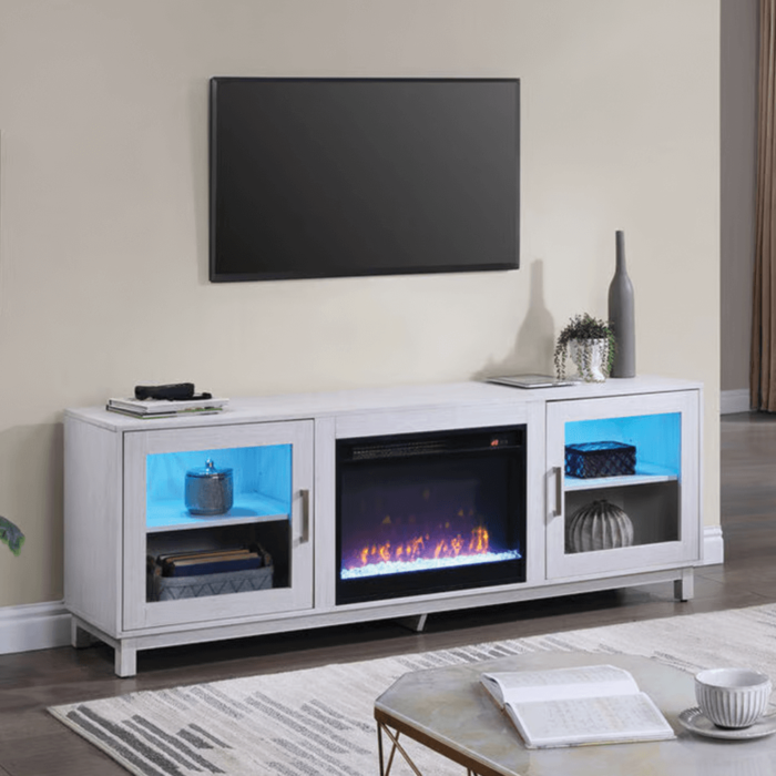 Summit White Walnut TV Stand with Fireplace By Lilola Home product image