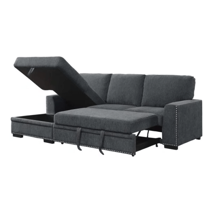 Morelia Left Arm Facing Stationary Fabric Sectional By Home Elegance in room no background storage and bed open product image