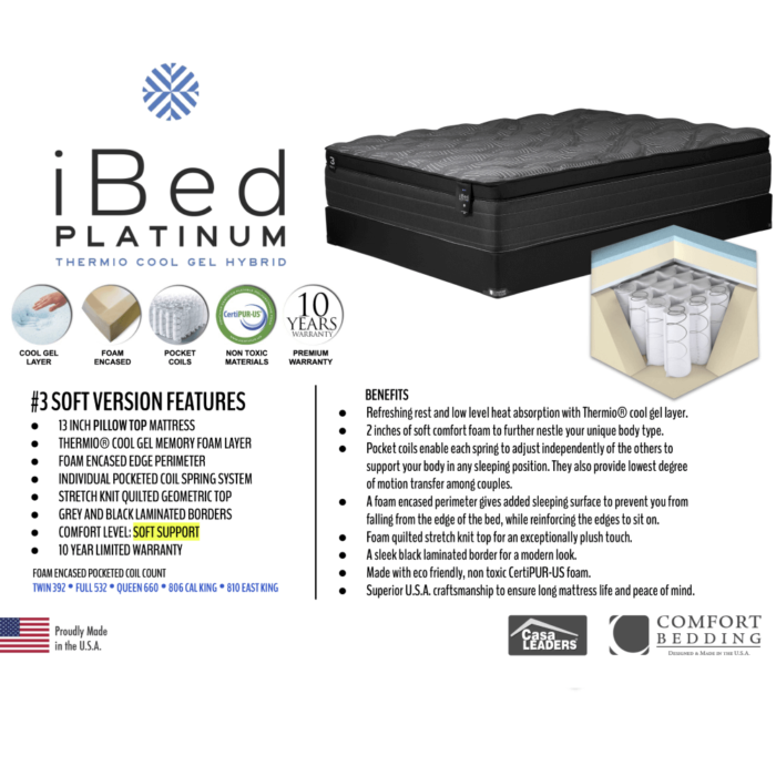 iBed Platinum Hybrid Soft By Comfort Bedding