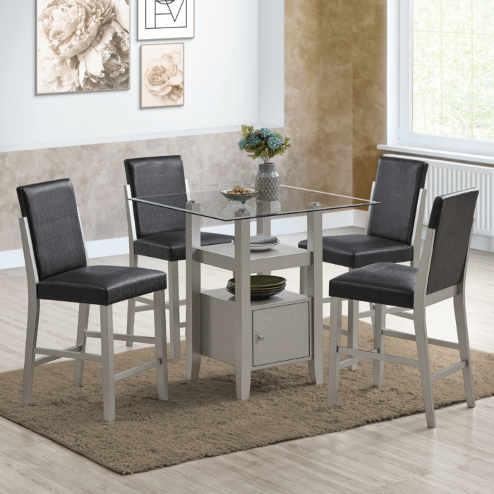 5 Piece Counter Height Dining Set With Glass Top By Casa Blanca Furniture product image