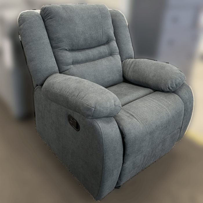 Stefan Rocker Recliner By Primo in grey showing handle product image