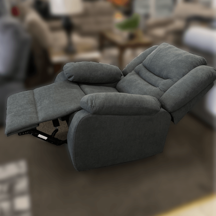 Stefan Rocker Recliner By Primo in grey fully reclined product image